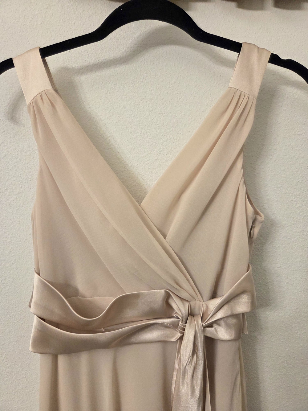 Evan Picone Blush Cream Wrap Satin-Sash Midi Dress - Picture 3 of 6